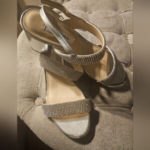 Nina Strappy silver metallic Dress Sandals